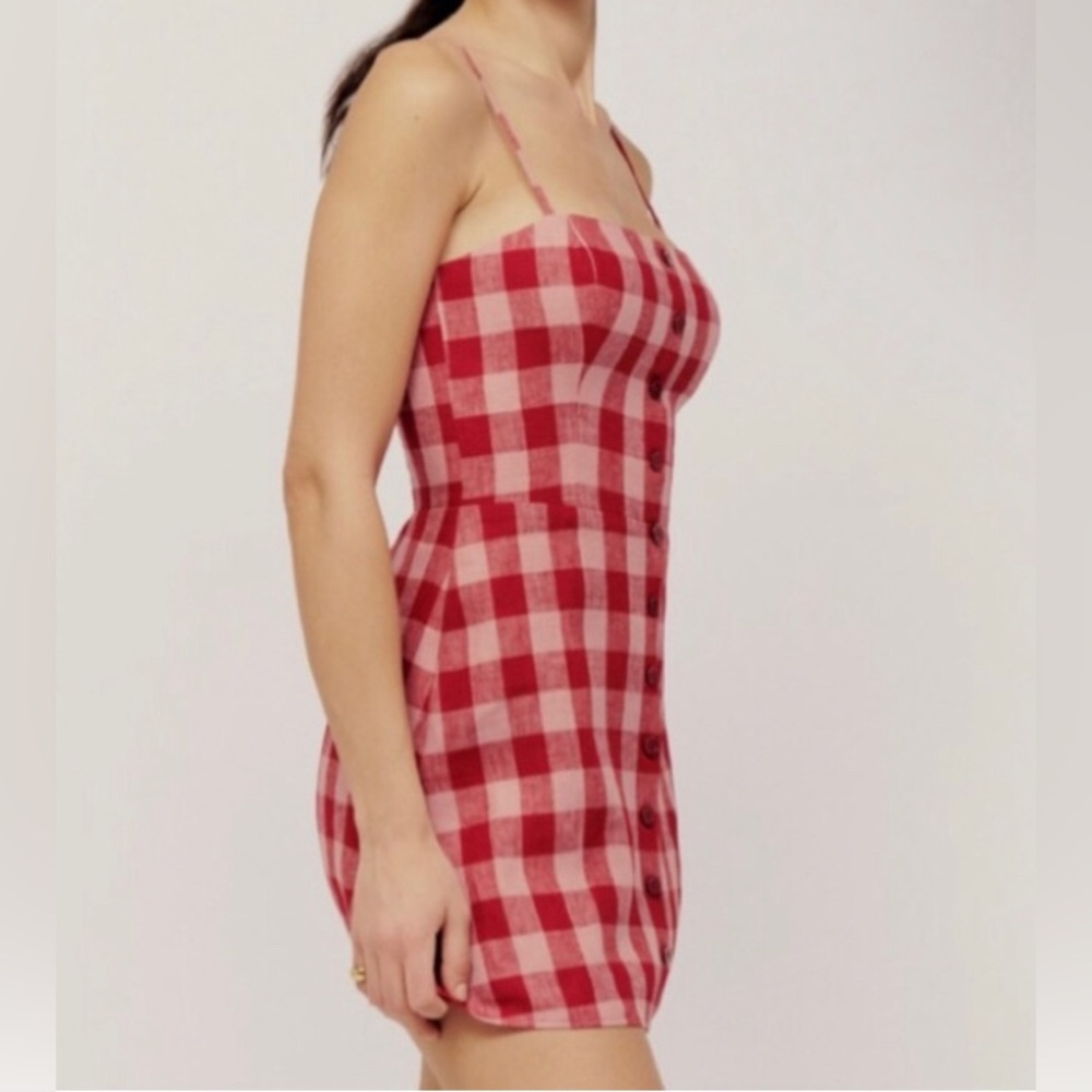 Reformation huckleberry dress linen checkered plaid